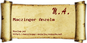 Maczinger Anzelm névjegykártya